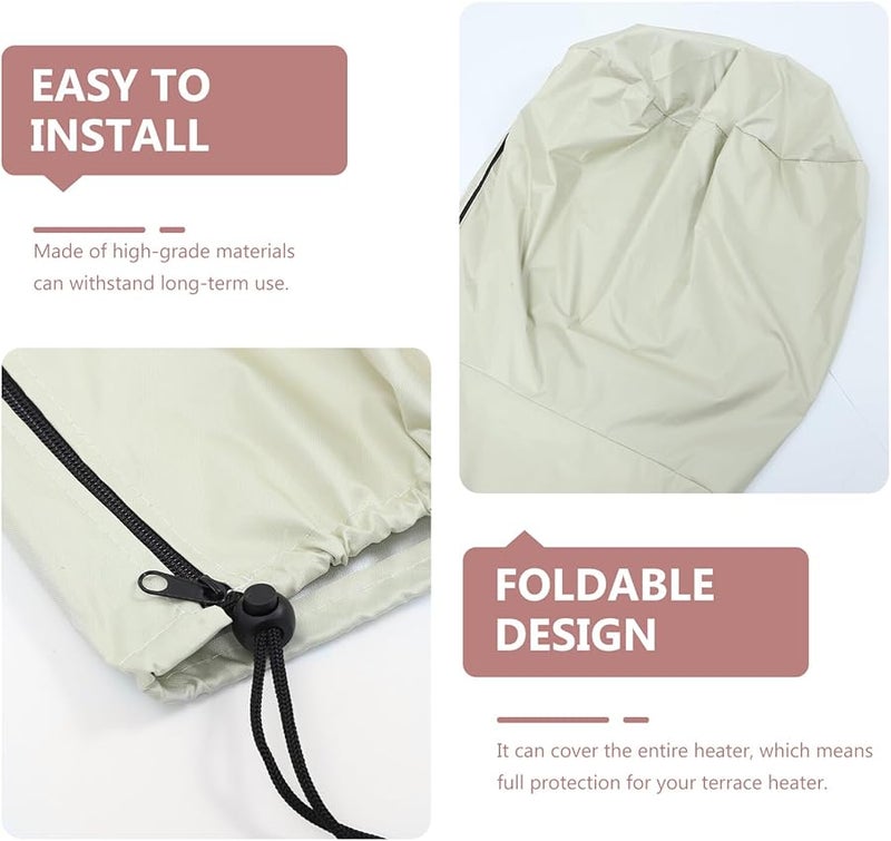 Beige Oxford Fabric Tear Resistant Patio Heater Cover Outdoor Garden Heater Protective Dustproof Shield - Image 4